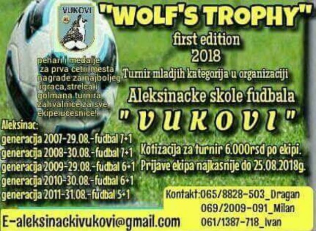 Тродневни турнир у фудбалу “Wollfs trophy first edition 2018”