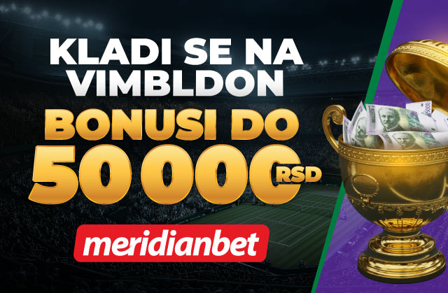 Вимблдон грозница у Меридиану: Клади се и освоји до 50.000 РСД бонуса!